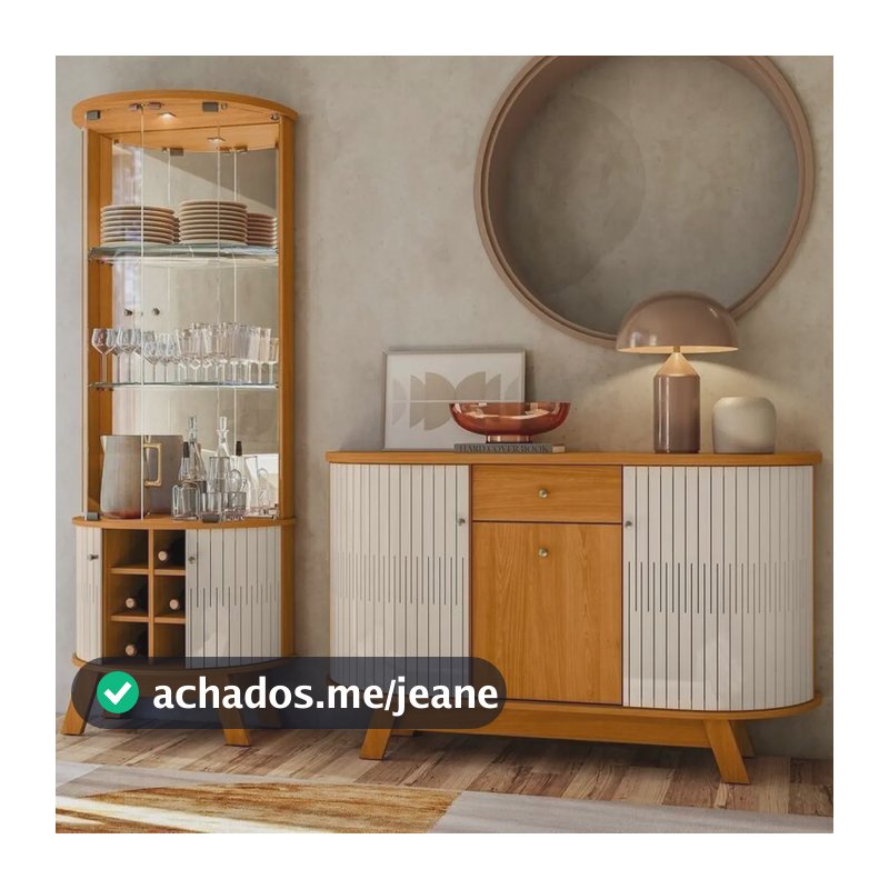 Conjunto Buffet Cristaleira Madetec Marina 4 Portas 1 Gaveta Cinamomo