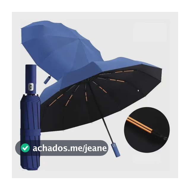 Guarda Chuva Grande Automatico Reforçado Contra Vento Origi. Cor Azul-marinho Desenho do tecido Liso