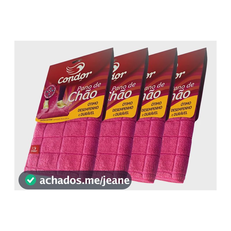 Pano De Chão Microfibra Grande 70x50cm Rosa Kit C/ 4 Panos
