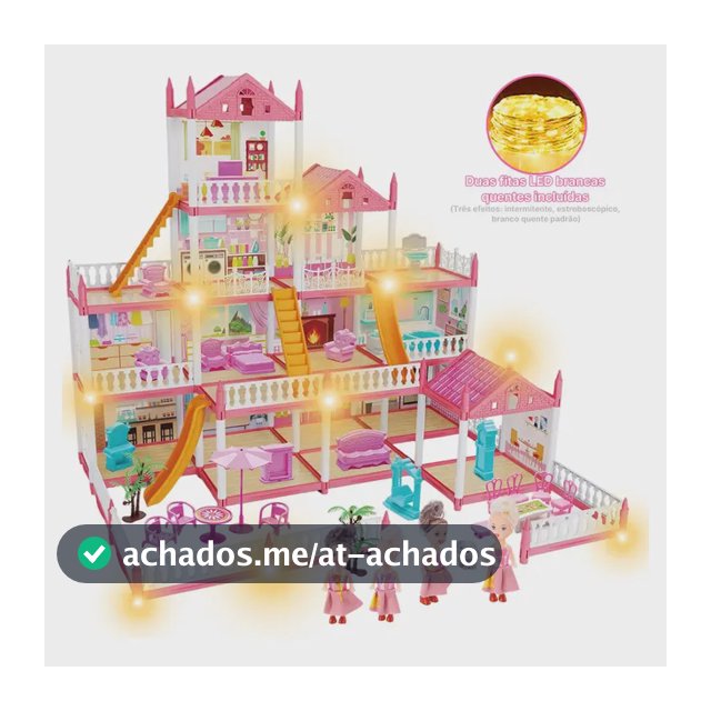 Casinha De Boneca Castelo Da Princesa 283 Pcs Rosa Com Quatro Bonecas