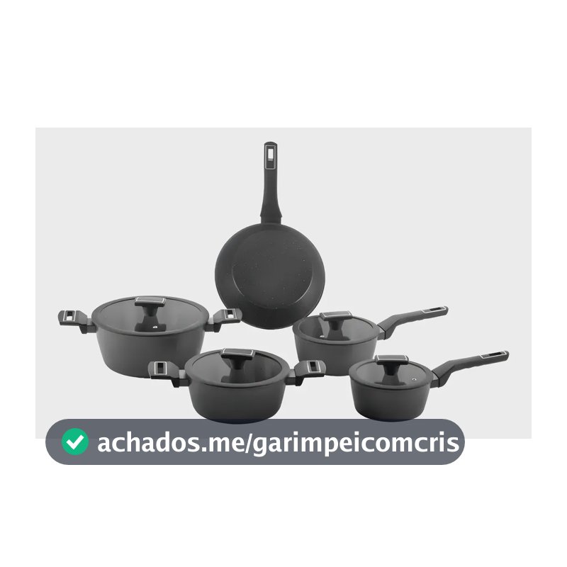 Jogo De Panelas Brinox Cerâmico 5 Pçs Carbon Ceramic Indução Cor Preto