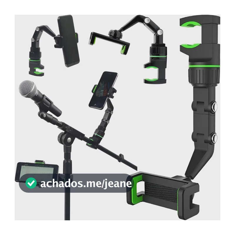 Suporte Celular Articulado Multifuncional Pedestal Microfone Preto