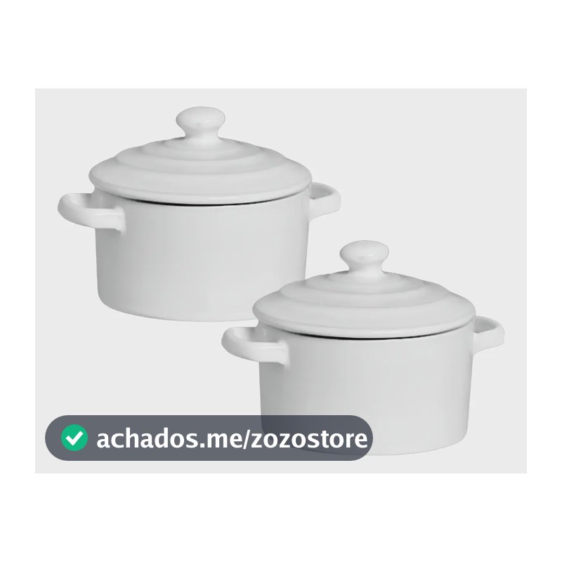 Kit 2 Mini Caçarola Panelinha Molheira Pote Cerâmica Branca Cor Branco