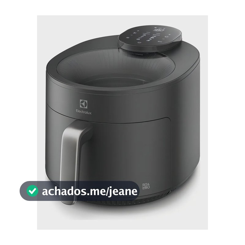 Fritadeira Air Fryer Elétrica sem Óleo com visor 360 Transparente 5.1L de Capacidade Painel Digital 1500W de Potência Electrolux EAF170 Cinza