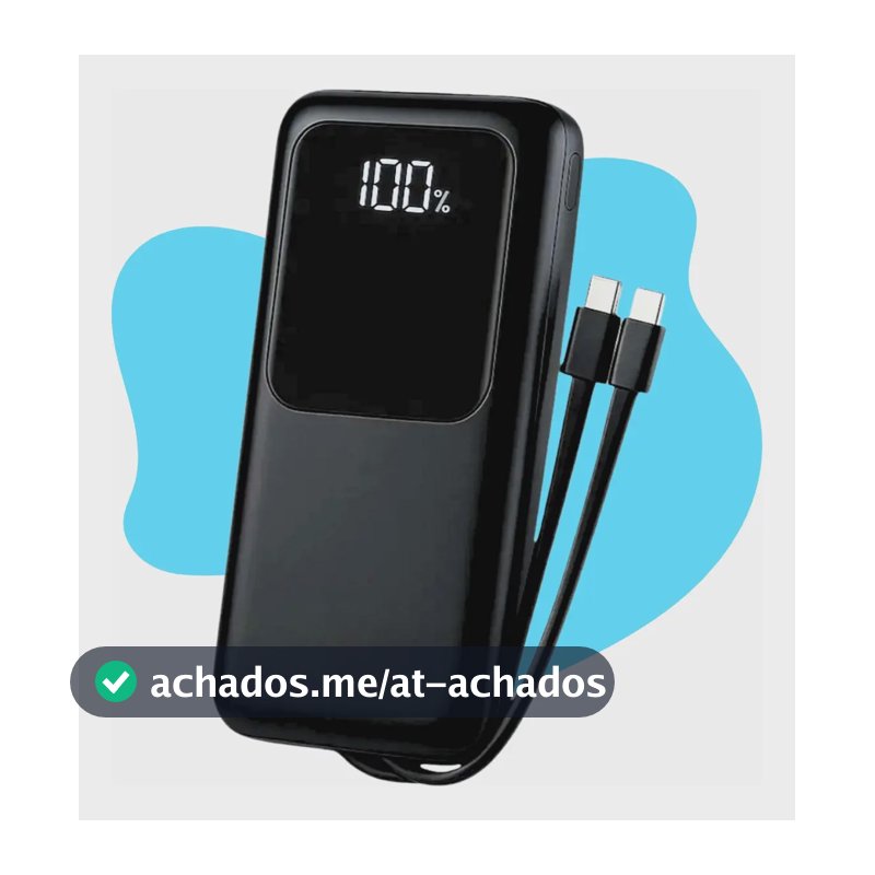 Carregador Portátil 20000 Turbo 22.5w Power Bank Premium Universal Rápido Voo Transporte Aéreo Para Samsung iPhone Xiaomi Motorola Celular Smartwatch Tablet Casenn Preto