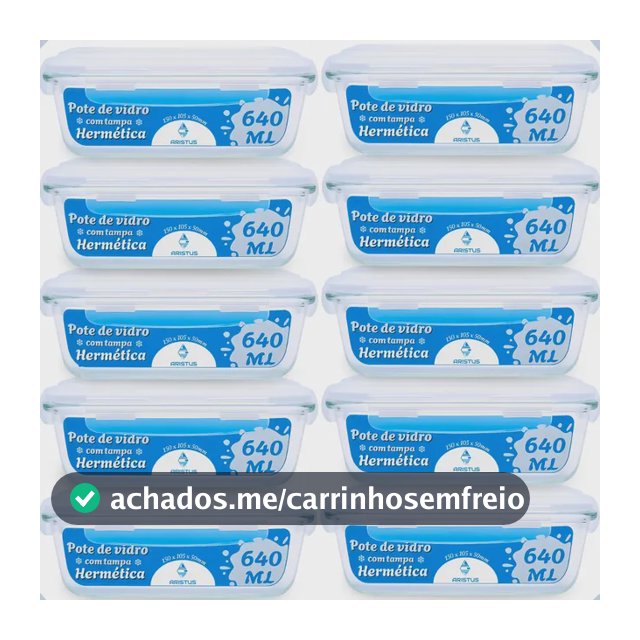 Kit 10 Potes Vidro 640ml Hermético Tampas 4 Travas Cozinha Branco