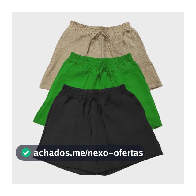 Kit 3 Shorts Feminino Basico Cintura Alta Confortável
