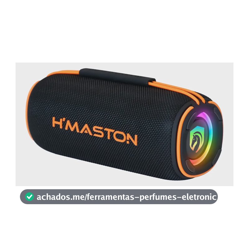 Caixa De Som Bluetooth Portátil 40w H'maston Tn22 Rgb Tws Preto 127/220v