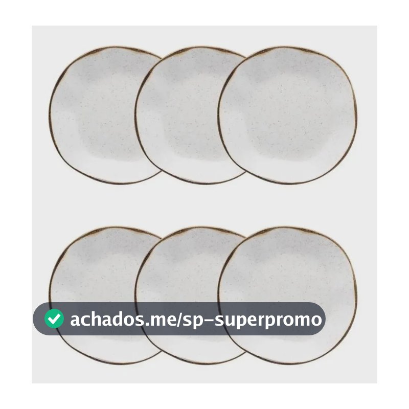Conjunto 6 Pratos Fundos Oxford Ryo Maresia 22,5cm - Porcelana