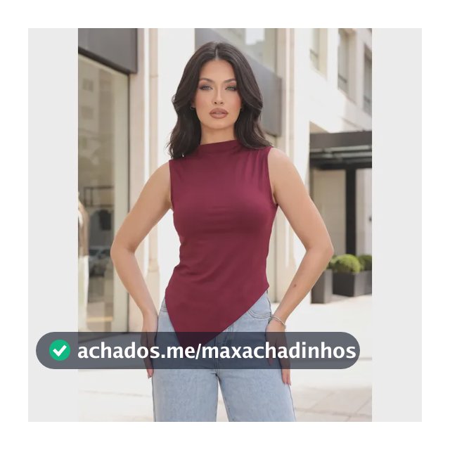Blusa Básica Feminina Regata Assimétrica Elegante Casual