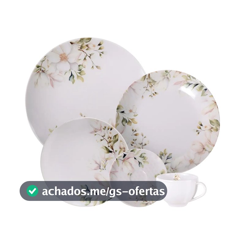 Aparelho de Jantar Magnólia em Porcelana Decorada 20 Peças Tramontina