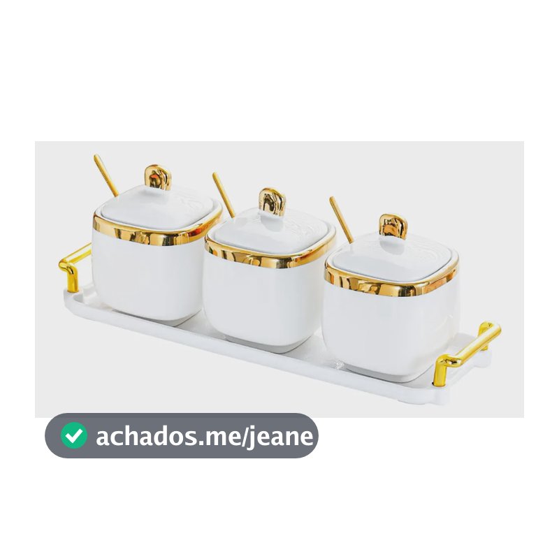 Recipiente De Condimento, Jarra Para 3 Potes De Ouro