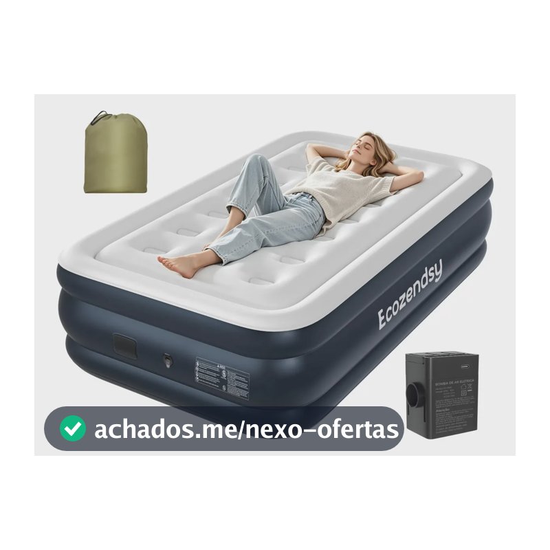 Ecozendsy Colchão Inflável Solteiro com Bomba Recarregável Embutida para Camping 19510043cm