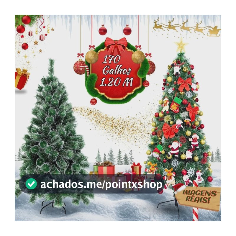 Árvore De Natal 1.20m Pompom Verde Toque De Neve Luxo Cheia