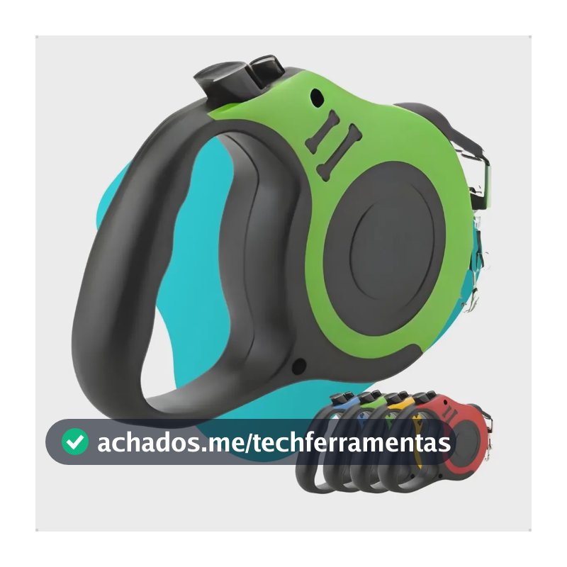 Coleira Pet Guia Retrátil P/ Cachorro Gato 5 Metros Até 20kg Cor Verde