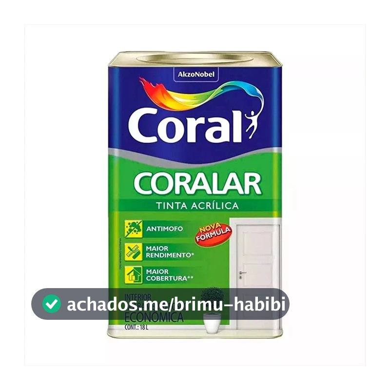 Latex acrílica tinta coral anti mofo branco 18l coralar branco fosco