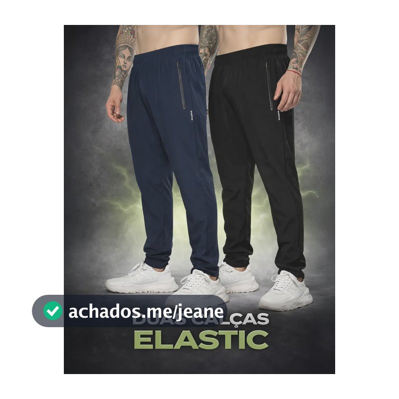 Kit 2 Calça Masculina Tactel Com Elastano Bolsos Com Zíper Preto | Azul Lisa G