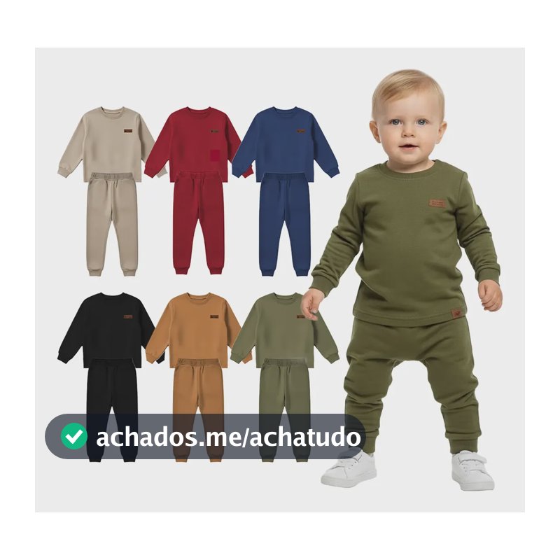 Kit 4 Peças De Moletom Bebê Menino Infantil Masculino Frio Liso/minimalista 1 - (veste 6 A 12 Meses)