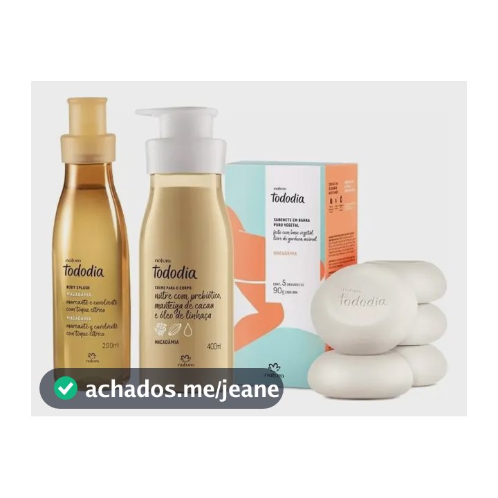 Kit Tododia Macadâmia Hidratante,spray Corporal E Sabonete
