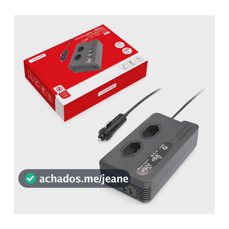 Inversor 12v Para 220v 400w 2 Tomada E 2 Tipo C Tomate