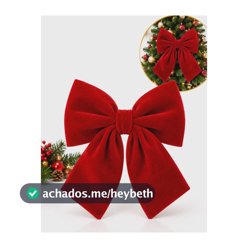 Laço Grande Decoração Árvore Natal Ponteira Enfeite Luxo Vermelho