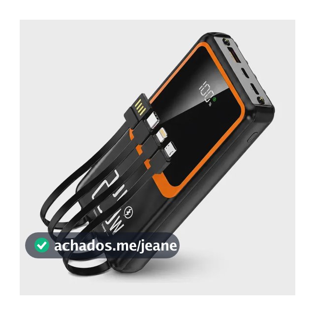 Power Bank 20000mah Display Carregador Portátil Branco Preto