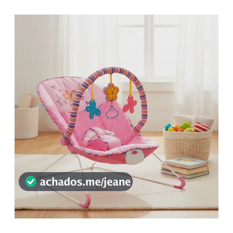 Cadeira de Descanso Balanço Vibratória para Bebê Rosa com Brinquedos