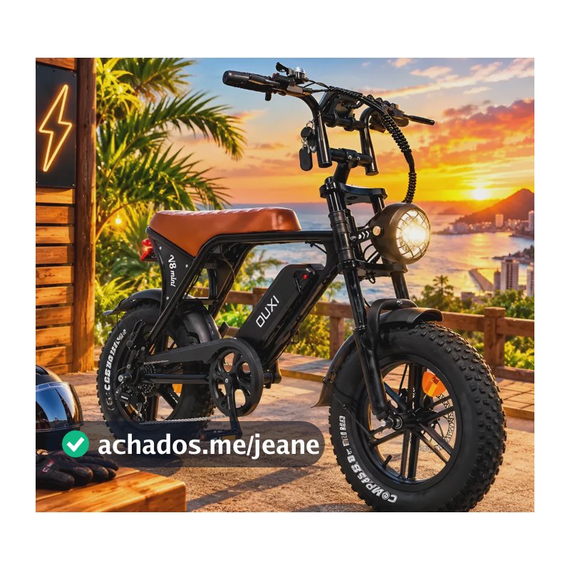 Bicicleta Elétrica 500w Aro 16 Freio Hidráulico 7v Mini V8 Preto E Marrom 20