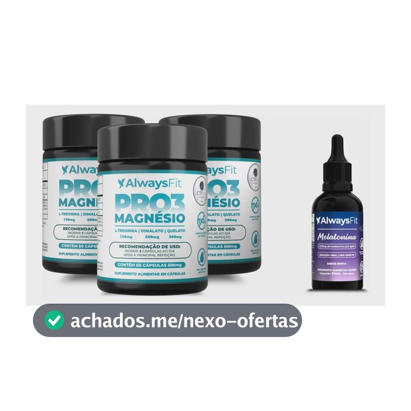 Kit 3x Pro3Magnésio AlwaysFit - Magnésio Dimalato + Magnésio Quelato + L-Treonina | 180 Cápsulas