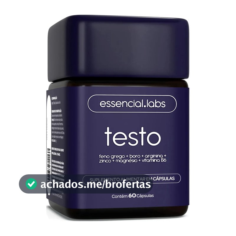 TESTO ESSENCIAL - Fórmula Exclusiva com Feno Grego + Boro + Arginina + ZMA + Vitamina B6 - 60 cápsulas