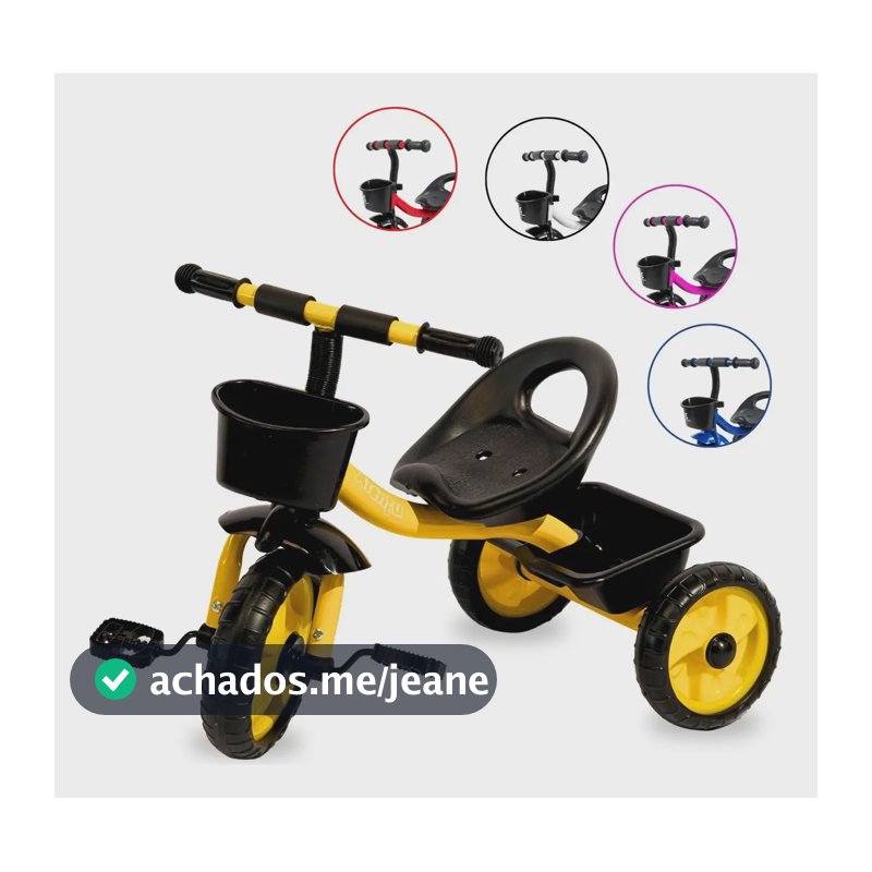 Triciclo Infantil 3 Rodas Brinquedo Passeio Com Cestinha Amarelo