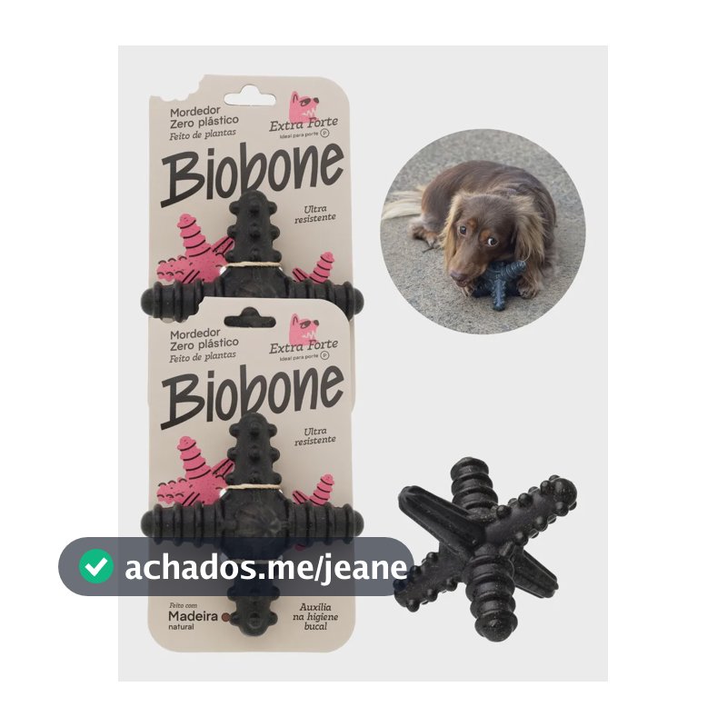 Mordedor Natural P/ Cães Pet Biobone Asterisco Madeira 2un