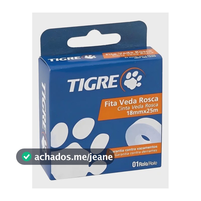 Fita Adesiva Veda Rosca Para Vedação Teflon Tigre 18mmx25m