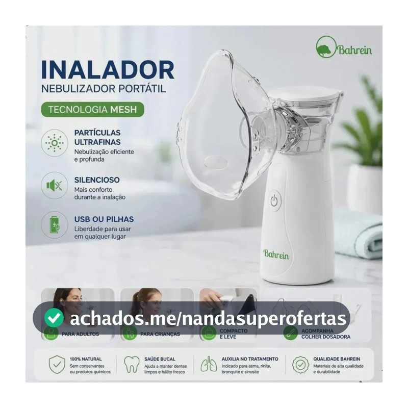 Inalador Nebulizador Portátil Bahrein Usb Pilha Silencioso Branco Aparelho Inalação Compacto Mesh Bivolt Nebulizador Com Rede Vibratoria Aparelho Para Inalacao Inalador Silencioso Aparelho Inalador