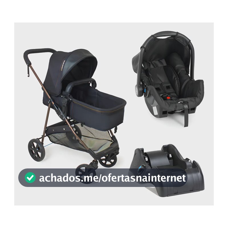 Carrinho de Passeio Galzerano Napoli Trio Travel System 3 em 1 Preto e Cobre