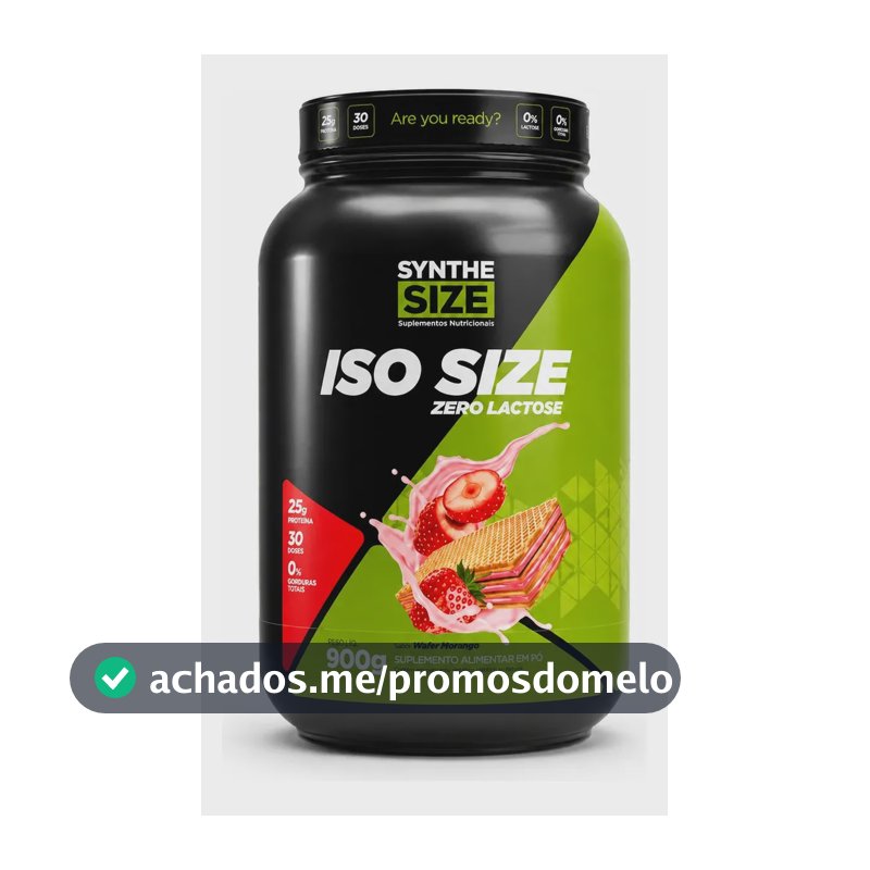 Iso Size Zero Lactose 900g Whey Isolado - Synthesize Sabor Wafer Morango
