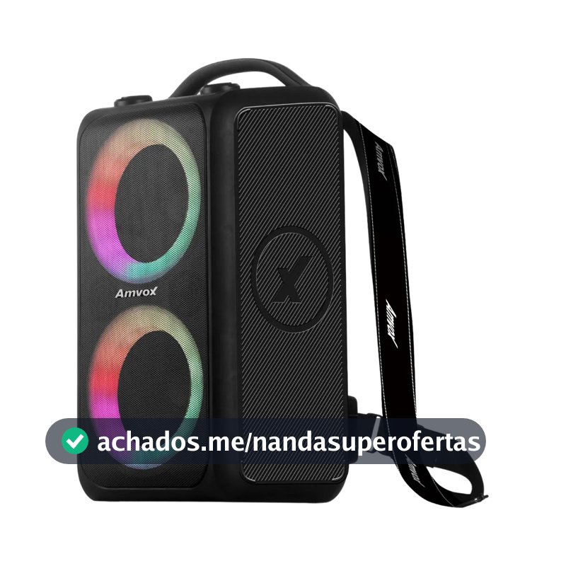 Caixa Som Bluetooth Portátil Amplificada 600W Rms Bateria Potente Amvox Aca 600 Bagvox