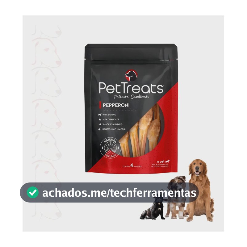 Petisco Mordedor Natural Para Cachorro Pettreats Pepperoni