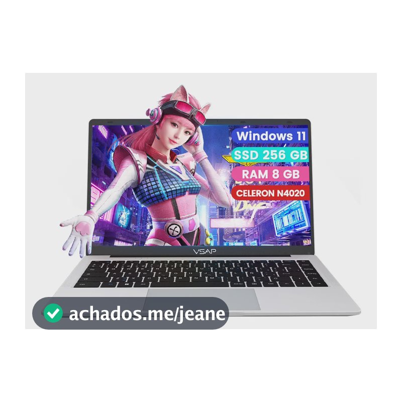 Notebook Intel Celeron, 8 GB de RAM, 256 Gb, SSD, Windows 11, 14 polegadas, prata
