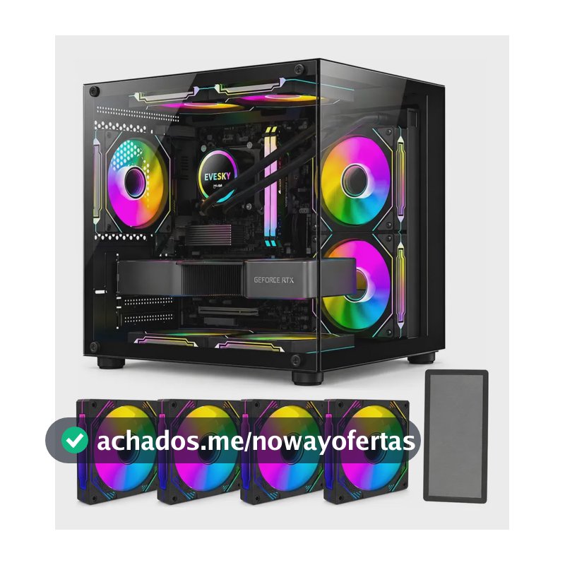 Gabinete Gamer Hayom Aquário Com 4 Cooler Fan Led Rgb