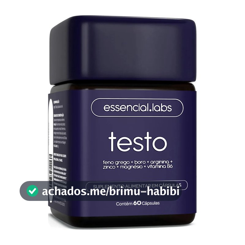 TESTO ESSENCIAL - Fórmula Exclusiva com Feno Grego + Boro + Arginina + ZMA + Vitamina B6 - 60 cápsulas
