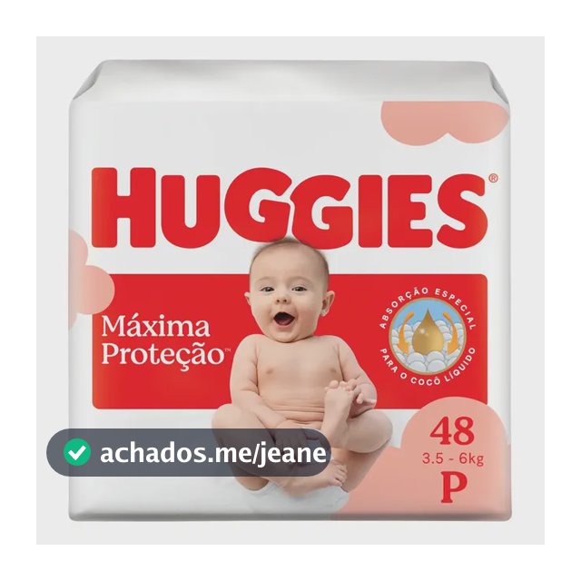 Huggies Fralda Descartável Máxima Proteção P - 48 Un Sem Gênero