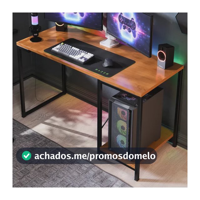Escrivaninha Gamer Barcelona Mdf Mesa Para Computador Home Office Estudos E Suporte Para Cpu E Prateleira Lateral Estrutura Em Aço Estilo Industrial Design Moderno Amplo Cor Canela Preto Preto/canela