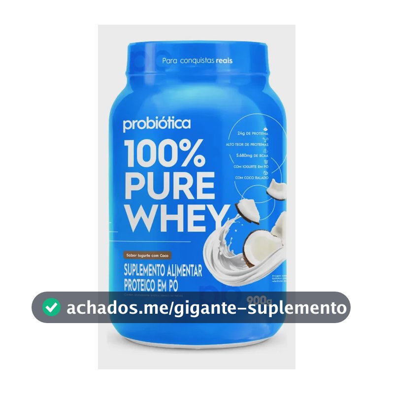 Suplemento Whey Concentrado Probiótica 100% Pure Whey sabor iogurte com coco x 900g