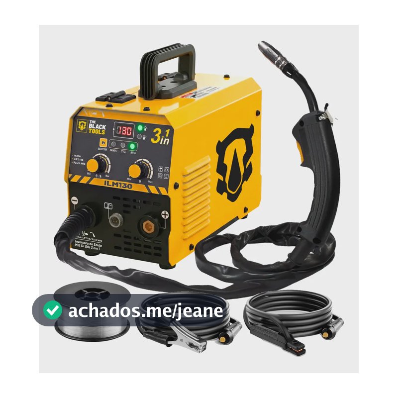 Máquina De Solda Inversora Mig 130a Sem Gás 3 Em 1 Tig Lift Mma Eletrodo Com Acessórios ILM130 Prime Mig The Black Tools