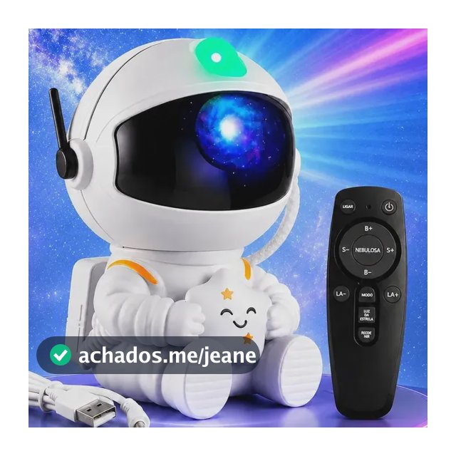 Luminária Astronauta Projetor Led Infantil Galáxia Estrela Branco Robo Robozinho Luz Colorida Céu Teto Abajur De Mesa Cupula Decorativa Para Quarto Rgb Noturna Bivolt Portatil Lua Art Light