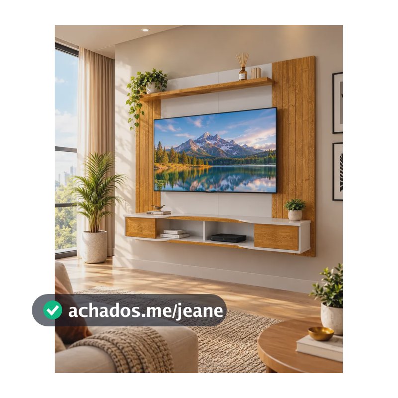 Painel Pra Tv 55 Polegada Ipanema Suspenso Rack Hack Sala Lu Naturele - Off White