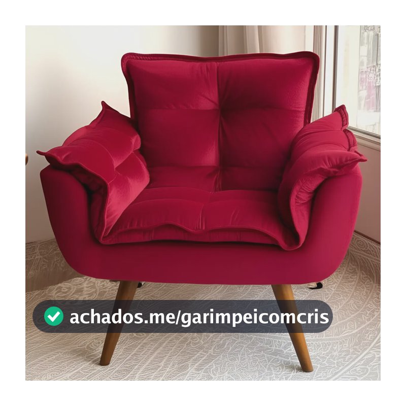 Poltrona Decorativa Opala Para Sala Confortável Arapongas Cor Vermelho
