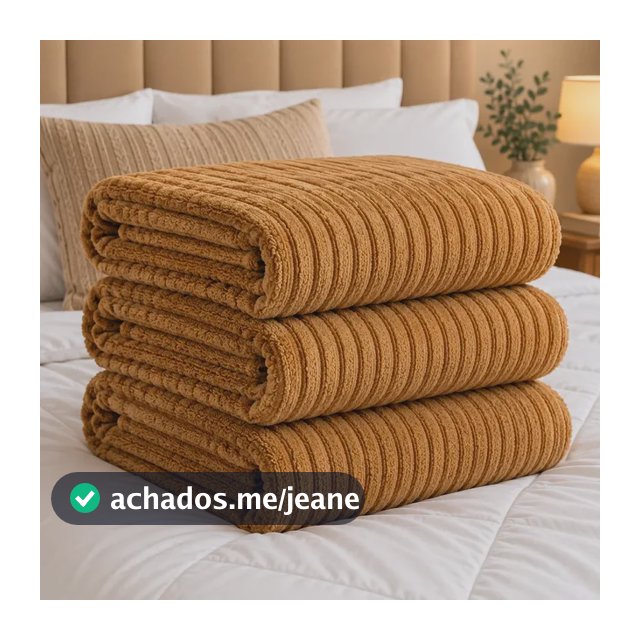Cobertor Manta Casal Aveludada Canelada Super Macia Luxo Canelada 750 G Bege