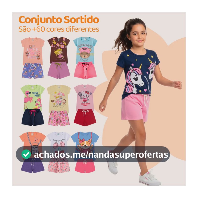 Kit 6 Peças De Roupas Juvenil Menina Kit 3 Conjunto Curto Menina 10 - Veste [118-129cm]